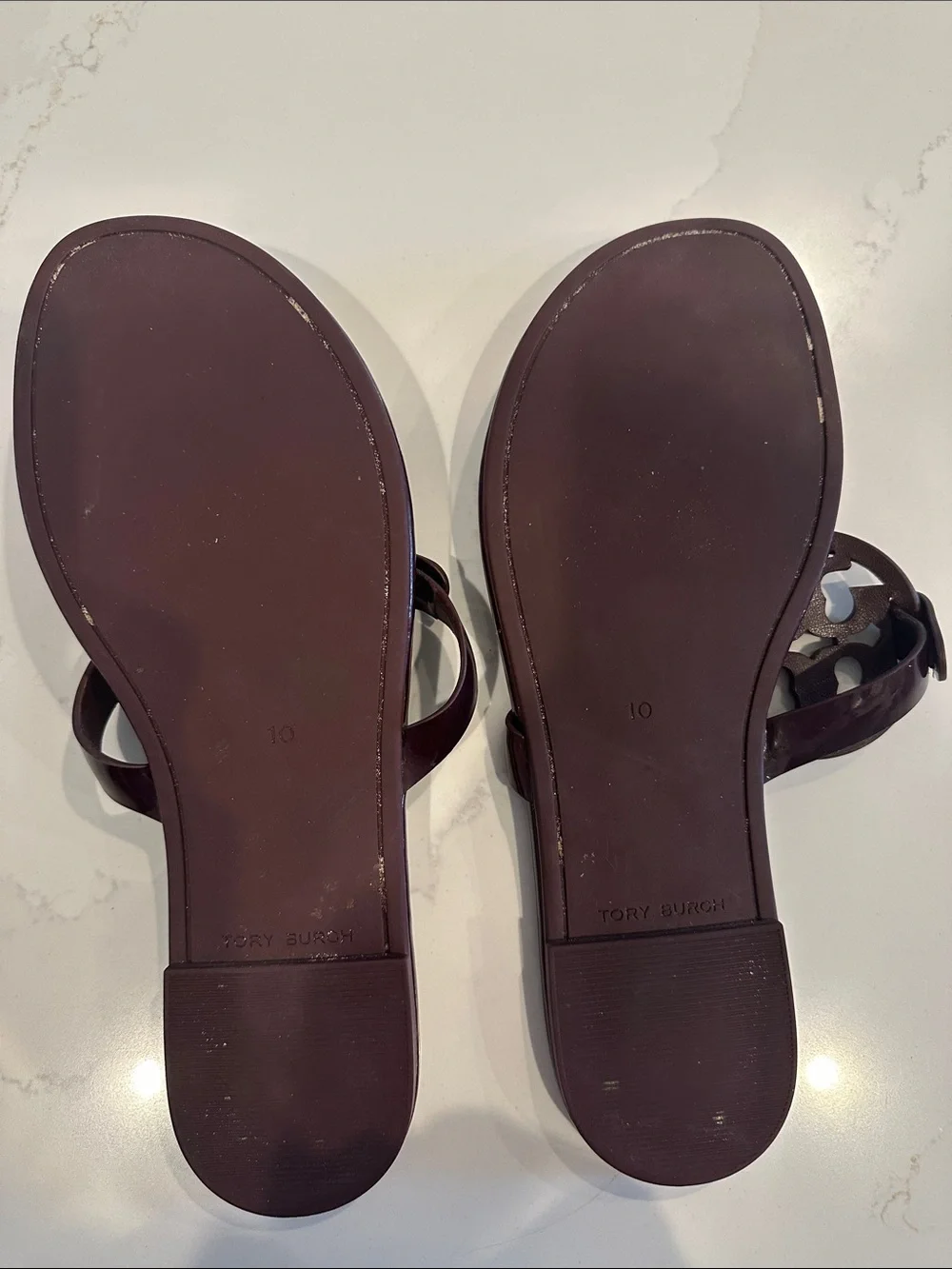 Tory Burch Miller Sandals Patent Wine Size 10